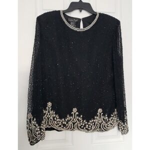 Laurence Kizar Womans Silk Size XL blouse with beads